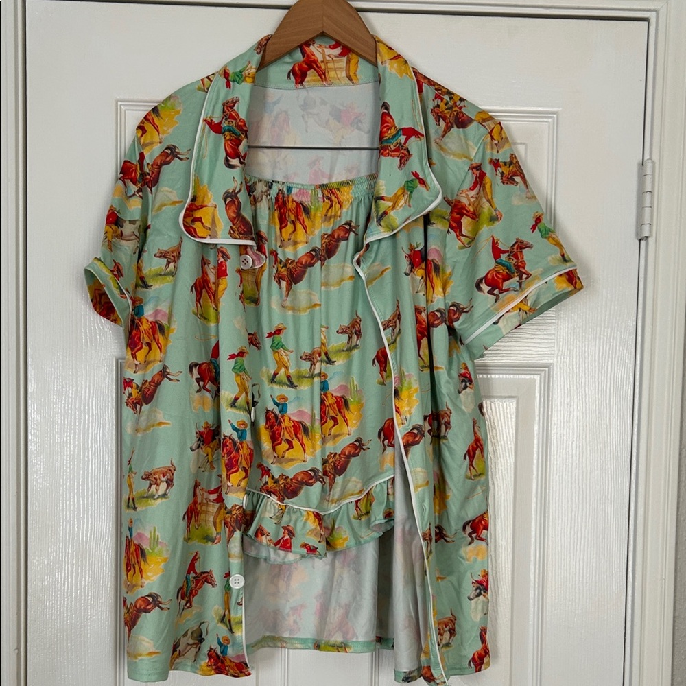 Colorful Horse Print Pajama Set